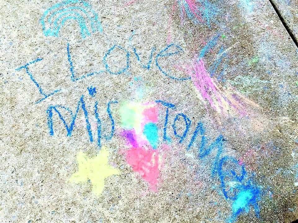 Chalk art — I love Miss Toni — at Kiddie Care Damascus MD