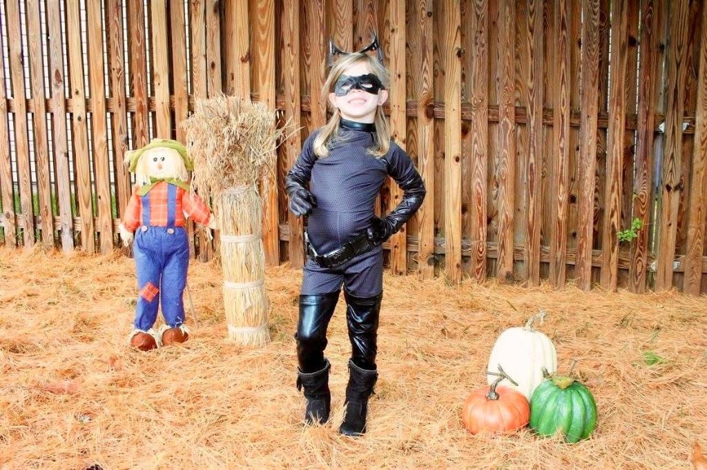 Catwoman costume at Kiddie Care Halloween party