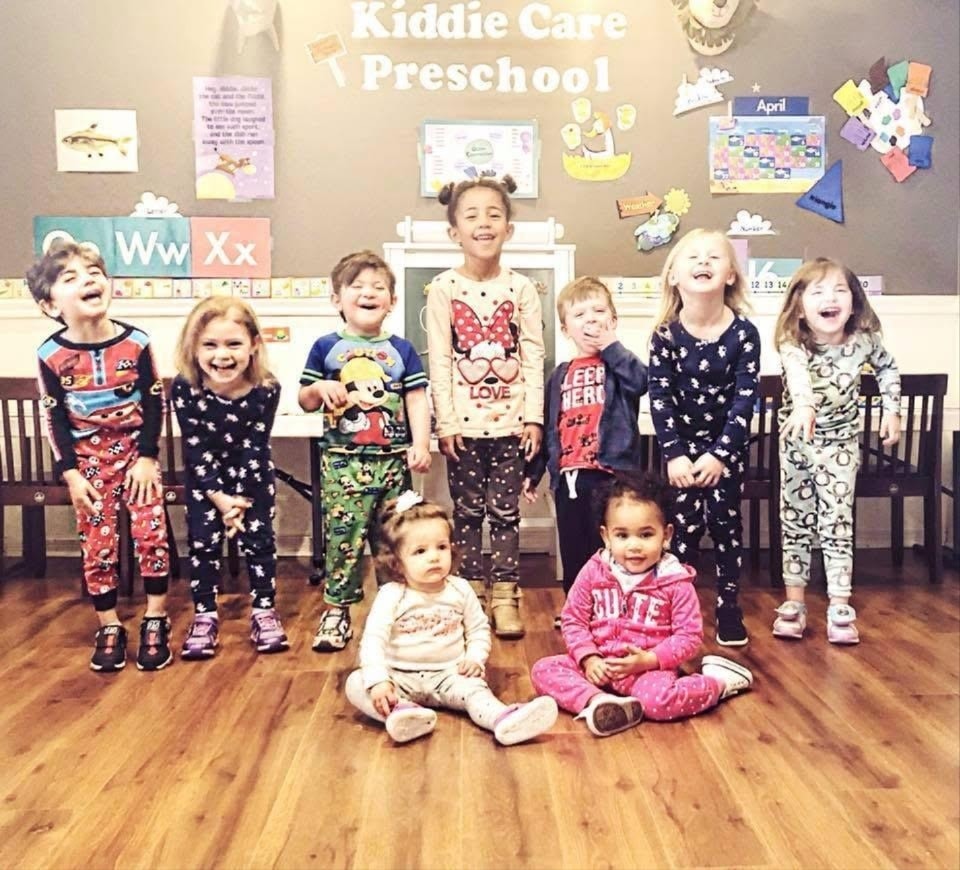 Silly pajama day fun at Kiddie Care home daycare